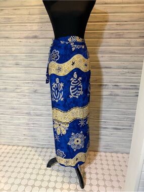 Blue & Gold Women's Sarong Wrap - Beach Swim Cover